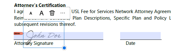 Adobe Acrobat - Fill and Sign - Apply Signature