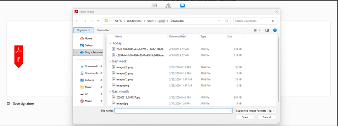 Adobe Acrobat - Fill and Sign - Upload Signature