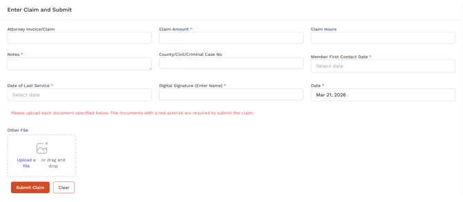Attorney Portal - Claim Request - File a Claim - Claim Form