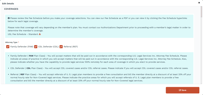 Attorney Portal - Coverage Details - Edit