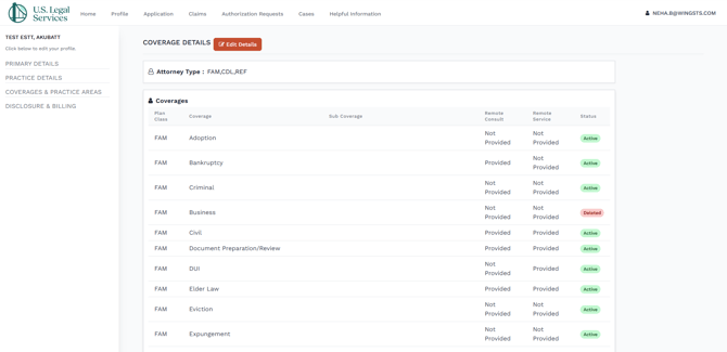 Attorney Portal - Coverage Details