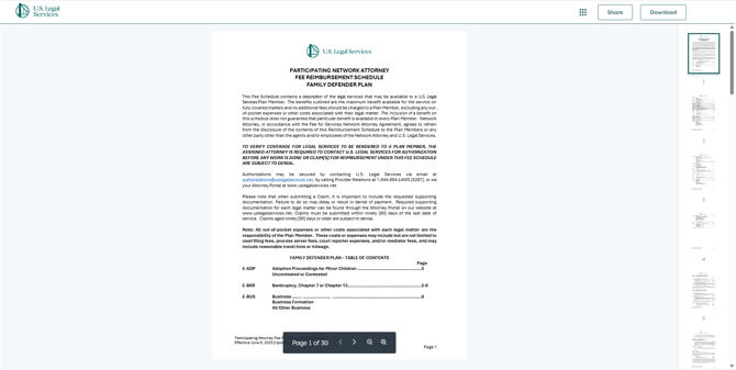 Attorney Portal - Helpful Information - View Fee Schedule