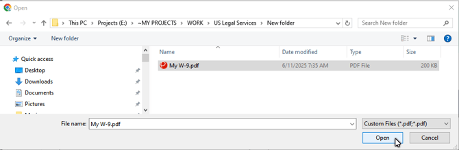 Attorney Portal - Practice Details - File Upload explorer