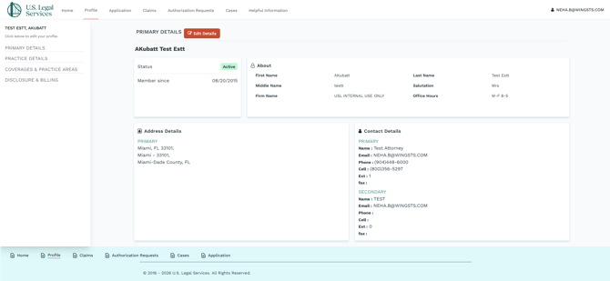 Attorney Portal - Primary Details