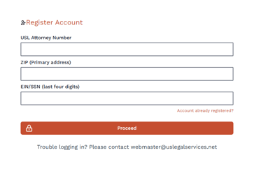 Attorney Portal - Register Account