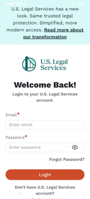 Member Portal - Log In - Mobile