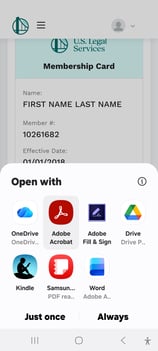 Member Portal - Membership Card open- Mobile