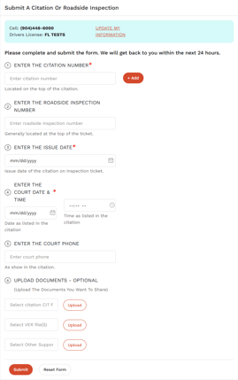 Member Portal - Submit a Citation - Form