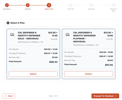 Enrollment - Step 3 Select Plan B