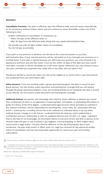 Enrollment - Step 6 Disclaimer B