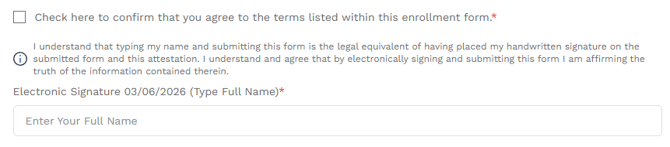 Enrollment - Step 6 Disclaimer signature