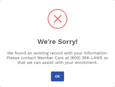 Enrollment - Warning - Data Conflict